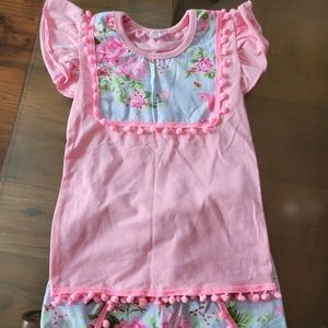 2 piece girls pink short set